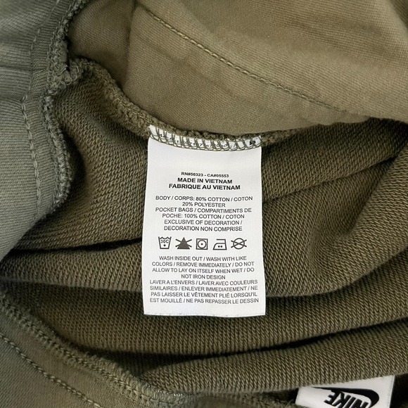 Nike Sweat Shorts Women's XL Olive‎ Green Embroidered Swoosh Logo Drawstring - Picture 9 of 10